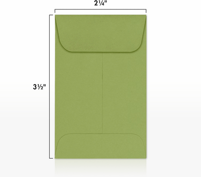 Olive Green 28lb #1 Coin Envelopes (2 1/4 x 3 1/2)