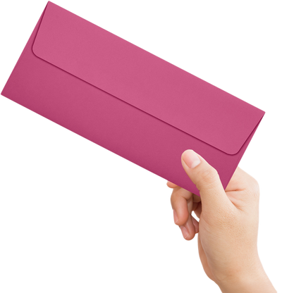 Fuchsia Pink Magenta 32lb #10 Square Flap Envelopes (4 1/8 x 9 1/2) with Peel & Seal