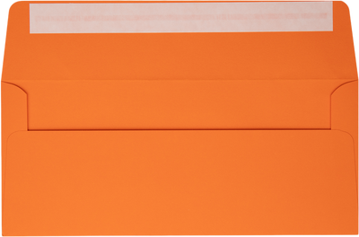 Mandarin Orange 32lb #10 Square Flap Envelopes (4 1/8 x 9 1/2) with Peel & Seal