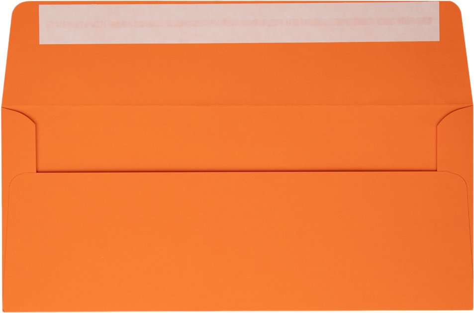 Mandarin Orange 32lb #10 Square Flap Envelopes (4 1/8 x 9 1/2) with Peel & Seal