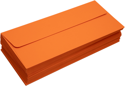 Mandarin Orange 32lb #10 Square Flap Envelopes (4 1/8 x 9 1/2) with Peel & Seal