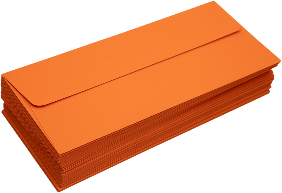 Mandarin Orange 32lb #10 Square Flap Envelopes (4 1/8 x 9 1/2) with Peel & Seal