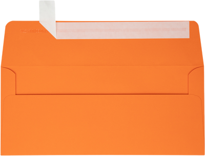 Mandarin Orange 32lb #10 Square Flap Envelopes (4 1/8 x 9 1/2) with Peel & Seal