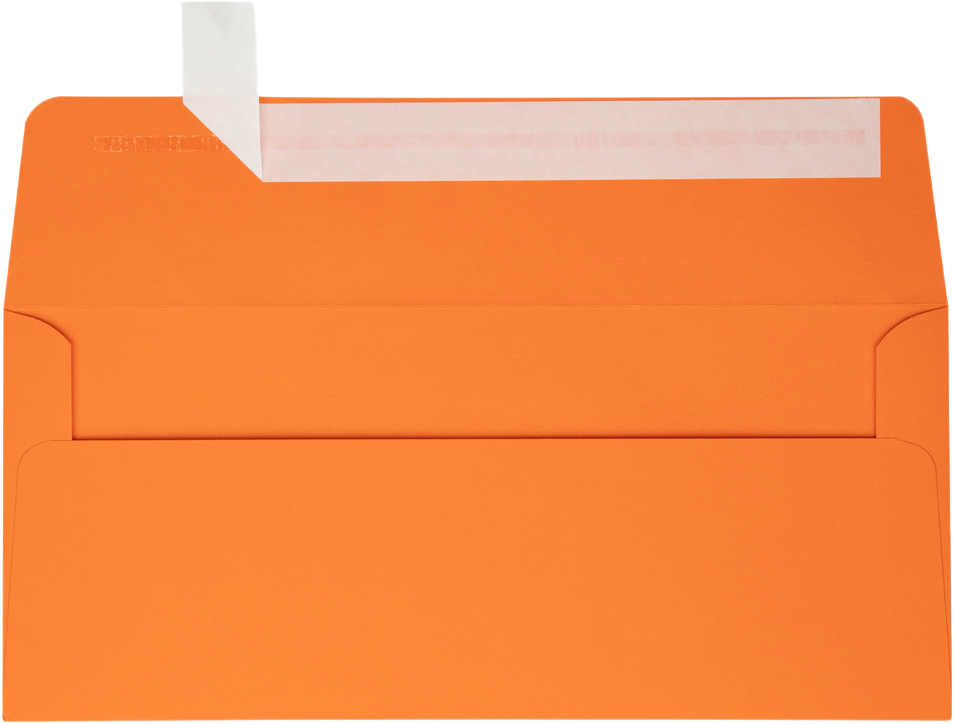 Mandarin Orange 32lb #10 Square Flap Envelopes (4 1/8 x 9 1/2) with Peel & Seal