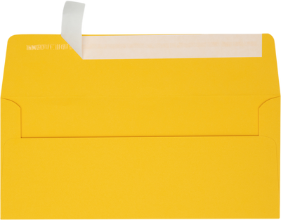 Sunflower Yellow 32lb #10 Square Flap Envelopes (4 1/8 x 9 1/2) with Peel & Seal