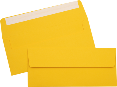 Sunflower Yellow 32lb #10 Square Flap Envelopes (4 1/8 x 9 1/2) with Peel & Seal
