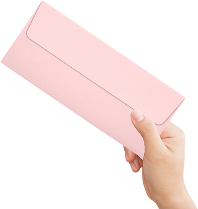 Baby Candy Pink 32lb #10 Square Flap Envelopes (4 1/8 x 9 1/2) with Peel & Seal