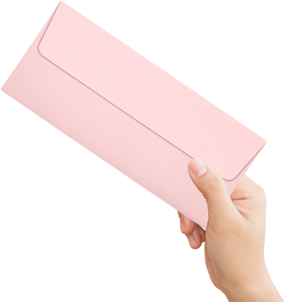 Baby Candy Pink 32lb #10 Square Flap Envelopes (4 1/8 x 9 1/2) with Peel & Seal