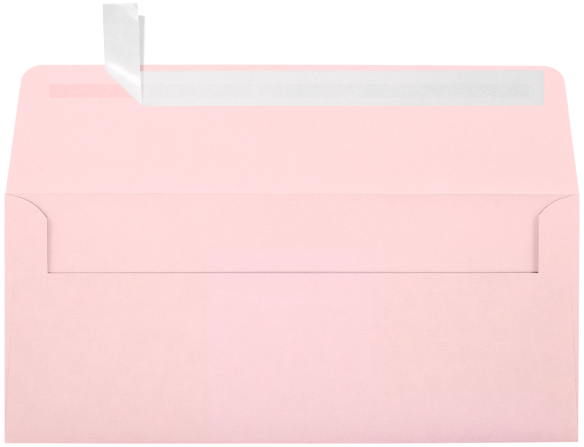 Baby Candy Pink 32lb #10 Square Flap Envelopes (4 1/8 x 9 1/2) with Peel & Seal