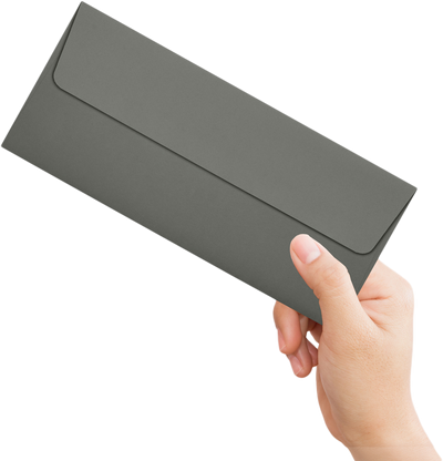Dark Smoke Gray 32lb #10 Square Flap Envelopes (4 1/8 x 9 1/2) with Peel & Seal