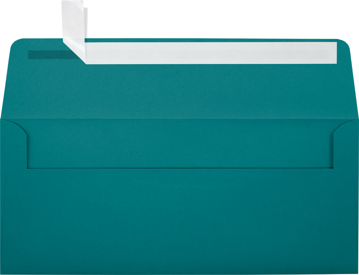 Teal Blue 32lb #10 Square Flap Envelopes (4 1/8 x 9 1/2) with Peel & Seal