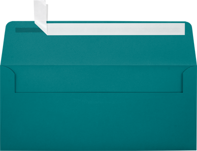Teal Blue 32lb #10 Square Flap Envelopes (4 1/8 x 9 1/2) with Peel & Seal