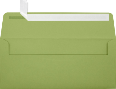 Olive Green 28lb #10 Square Flap Envelopes (4 1/8 x 9 1/2) with Peel & Seal