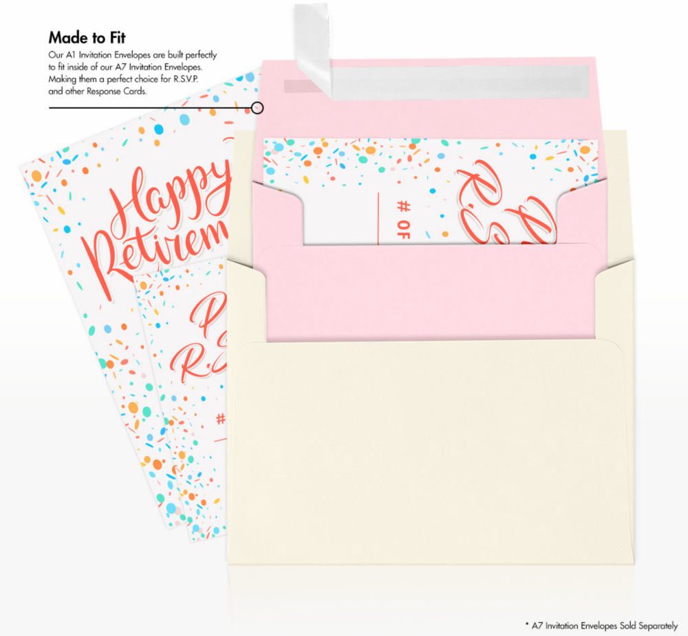 Baby Candy Pink 32lb A1 Invitation Envelopes (3 5/8 x 5 1/8) with Peel & Seal