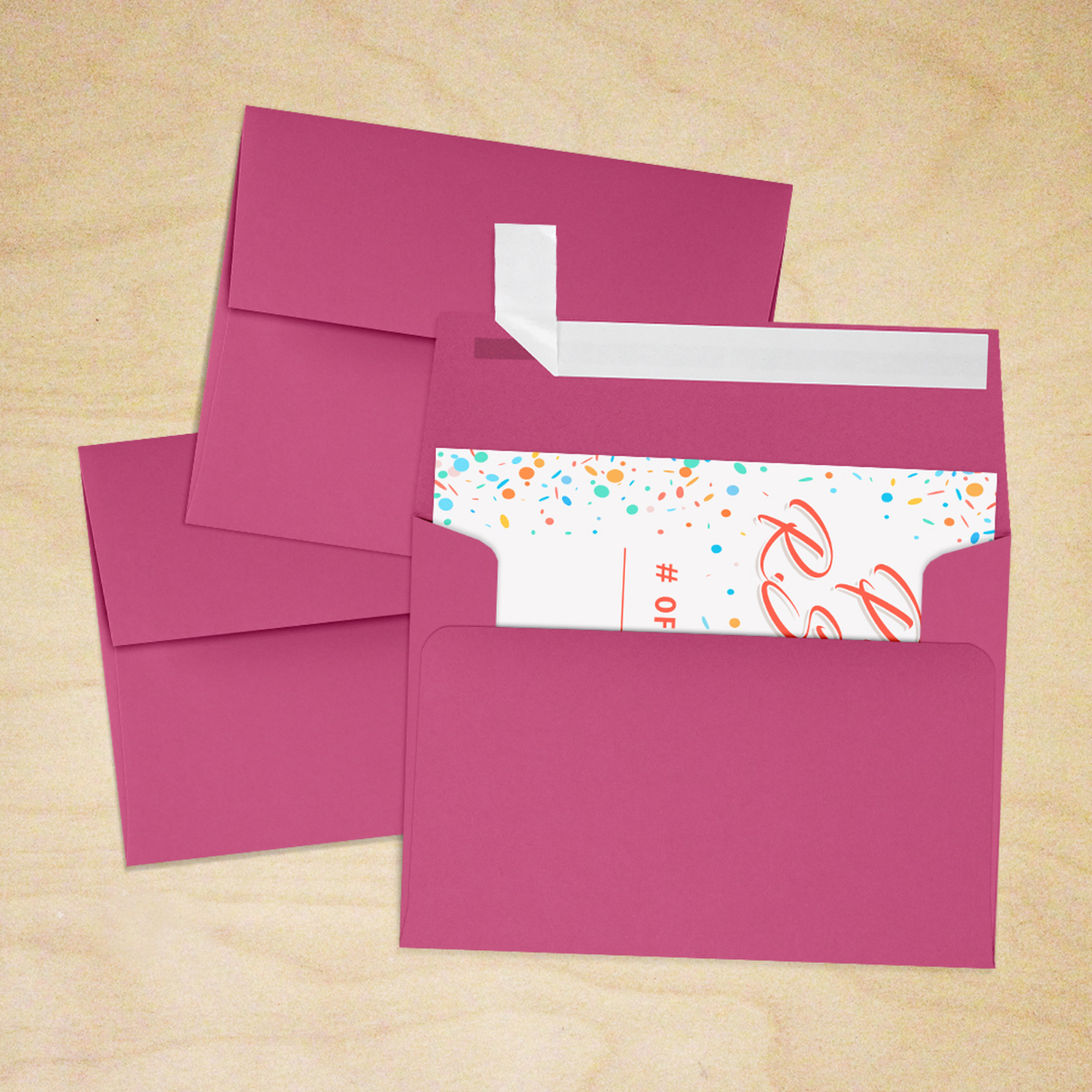 Fuchsia Pink Magenta 32lb A2 Invitation Envelopes (4 3/8 x 5 3/4) with Peel & Seal