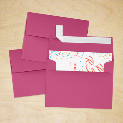 Fuchsia Pink Magenta 32lb A2 Invitation Envelopes (4 3/8 x 5 3/4) with Peel & Seal
