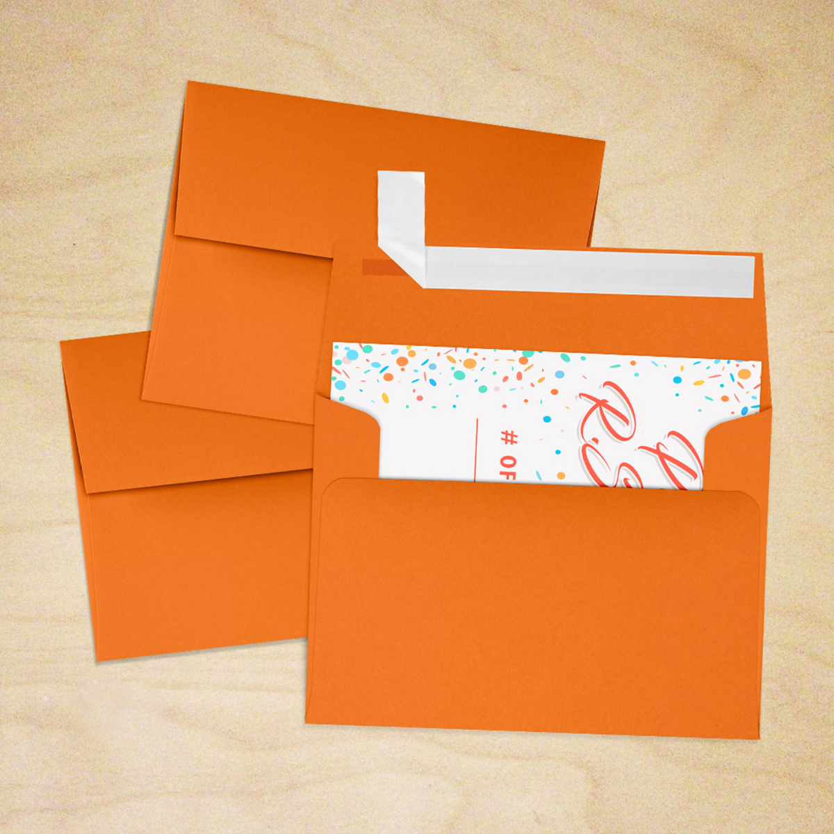Mandarin Orange 32lb A2 Invitation Envelopes (4 3/8 x 5 3/4) with Peel & Seal