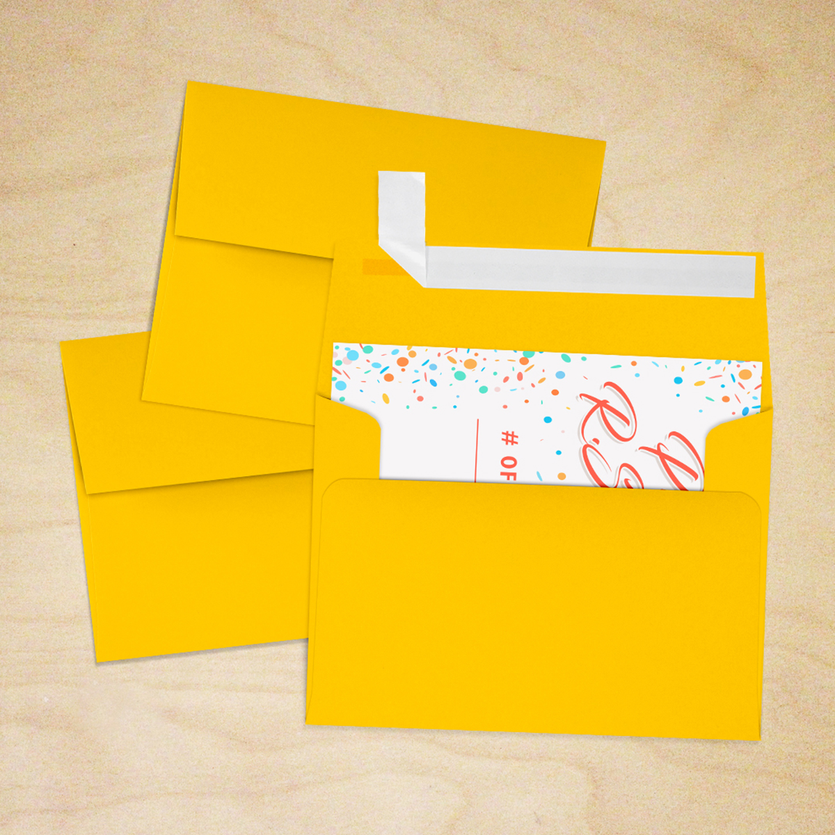 Sunflower Yellow 32lb A2 Invitation Envelopes (4 3/8 x 5 3/4) with Peel & Seal