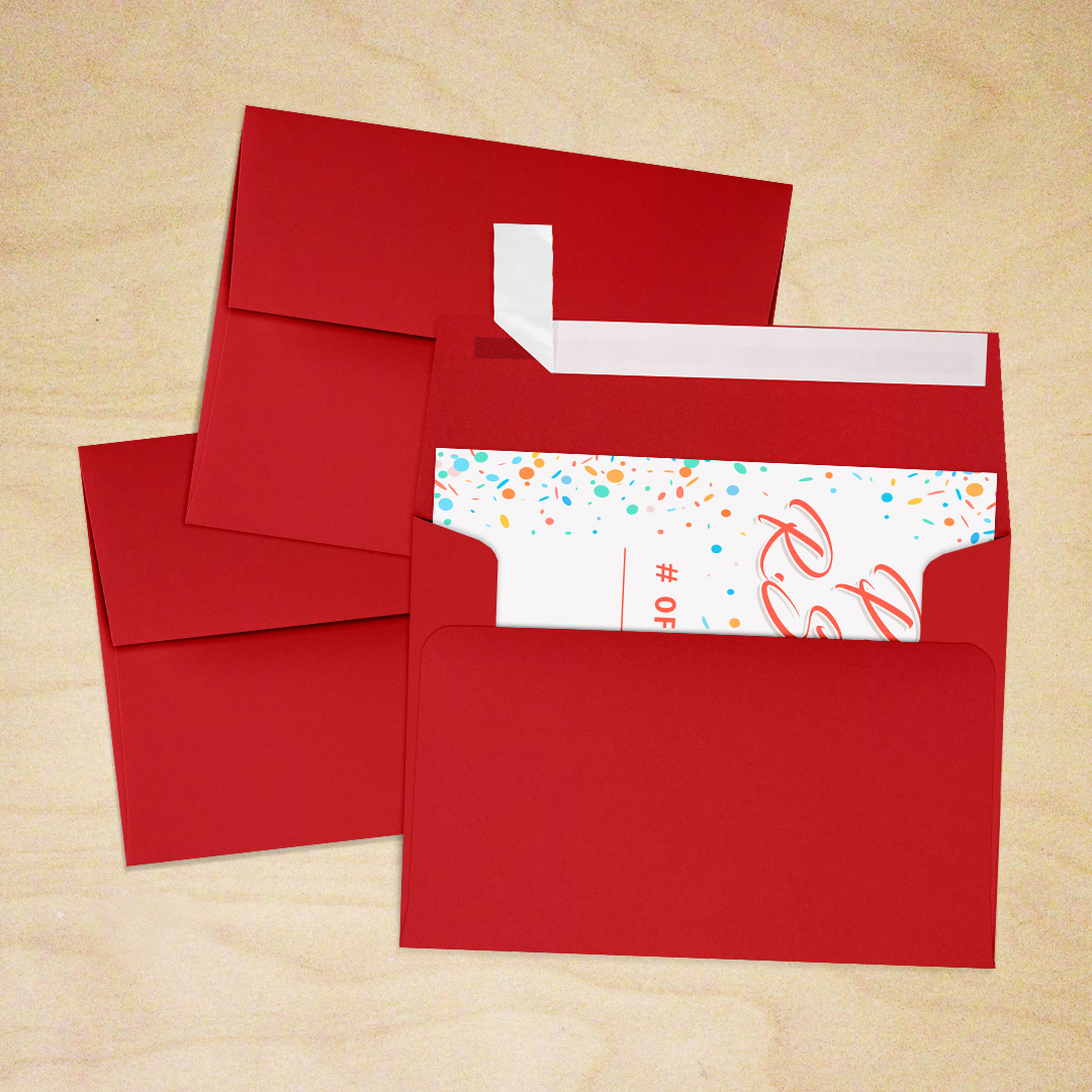 Red 32lb A2 Invitation Envelopes (4 3/8 x 5 3/4) with Peel & Seal