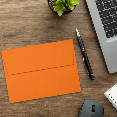 Mandarin Orange 32lb A6 Invitation Envelopes (4 3/4 x 6 1/2) with Peel & Seal