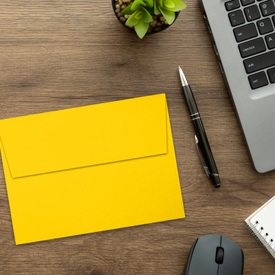 Sunflower Yellow 32lb A6 Invitation Envelopes (4 3/4 x 6 1/2) with Peel & Seal