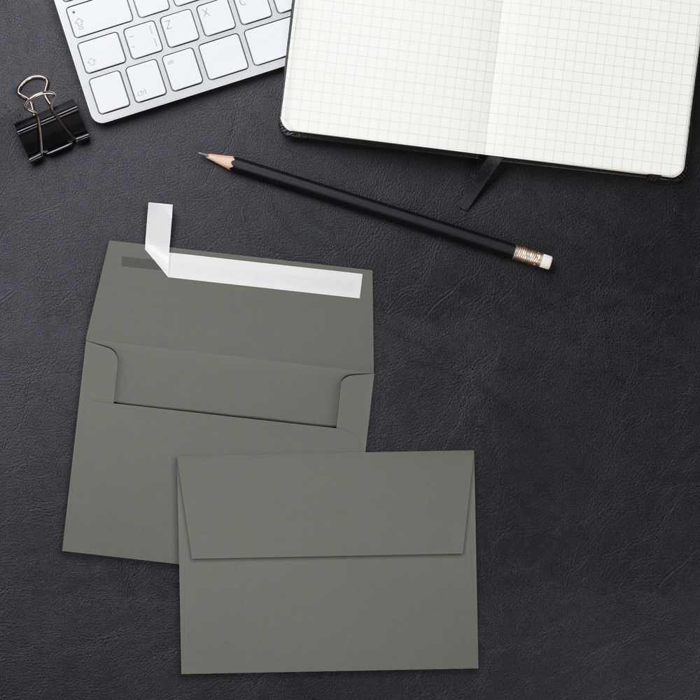 Dark Smoke Gray 32lb A6 Invitation Envelopes (4 3/4 x 6 1/2) with Peel & Seal
