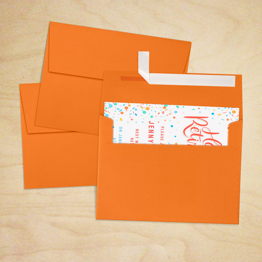 Mandarin Orange 32lb A7 Invitation Envelopes (5 1/4 x 7 1/4) with Peel & Seal