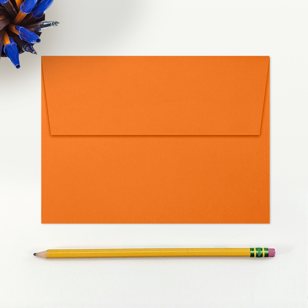 Mandarin Orange 32lb A7 Invitation Envelopes (5 1/4 x 7 1/4) with Peel & Seal