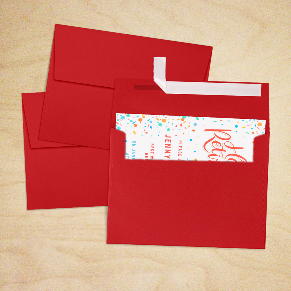 Red 32lb A7 Invitation Envelopes (5 1/4 x 7 1/4) with Peel & Seal