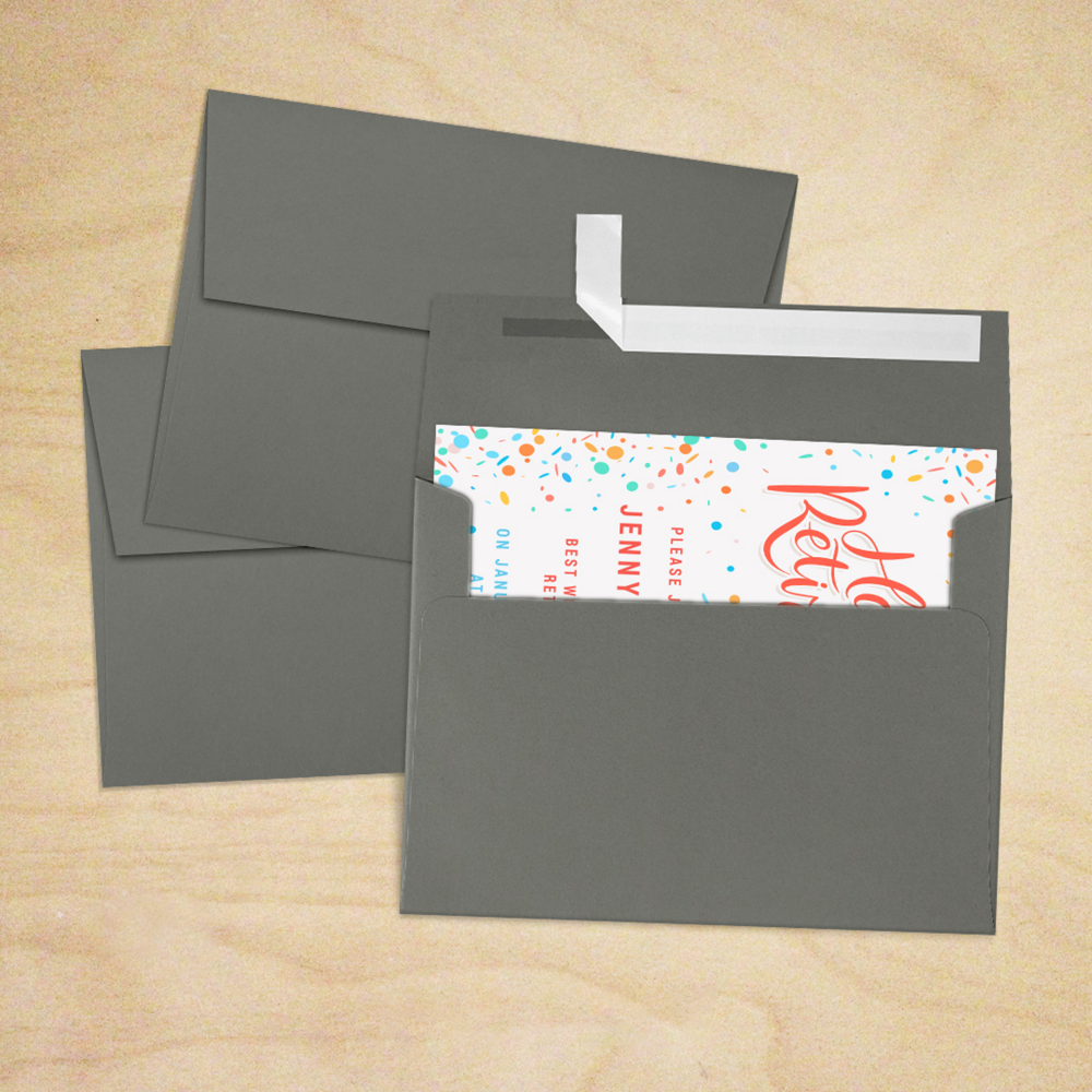 Dark Smoke Gray 32lb A7 Invitation Envelopes (5 1/4 x 7 1/4) with Peel & Seal