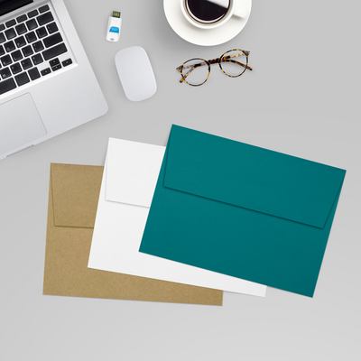Teal Blue 32lb A7 Invitation Envelopes (5 1/4 x 7 1/4) with Peel & Seal