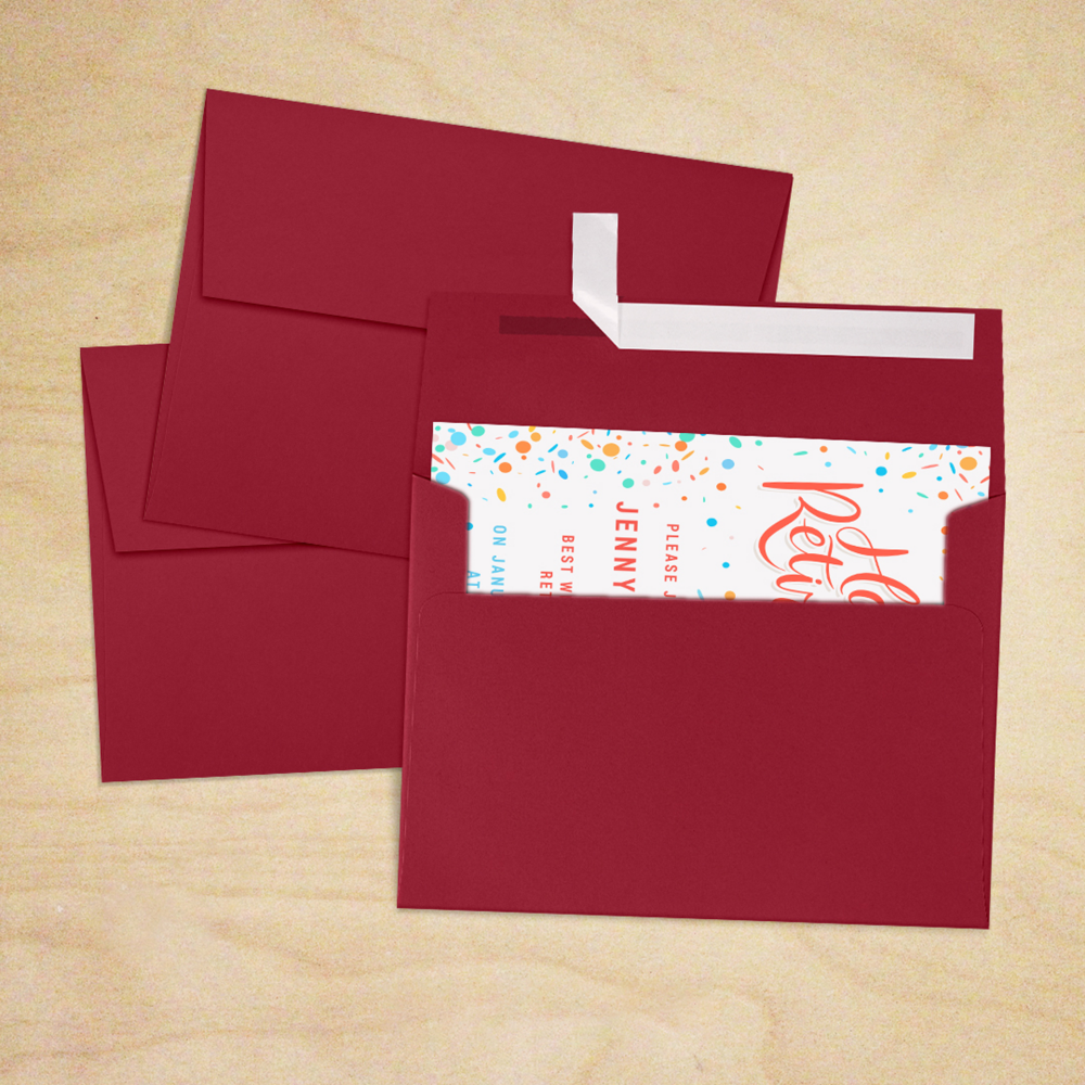 Garnet Dark Red 32lb A7 Invitation Envelopes (5 1/4 x 7 1/4) with Peel & Seal