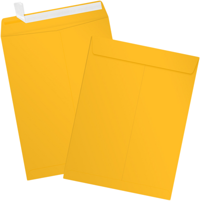 Sunflower Yellow 32lb 9 x 12 Open End Envelopes with Peel & Seal