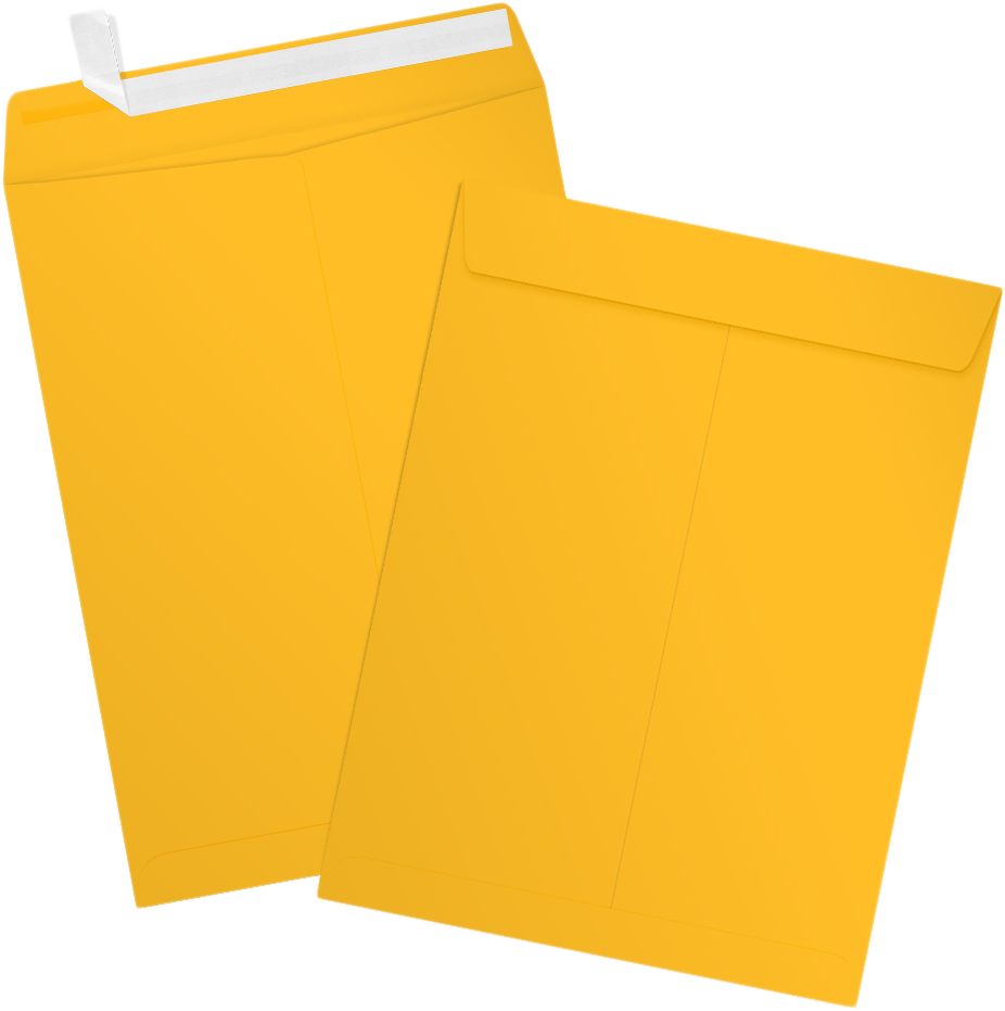 Sunflower Yellow 32lb 9 x 12 Open End Envelopes with Peel & Seal