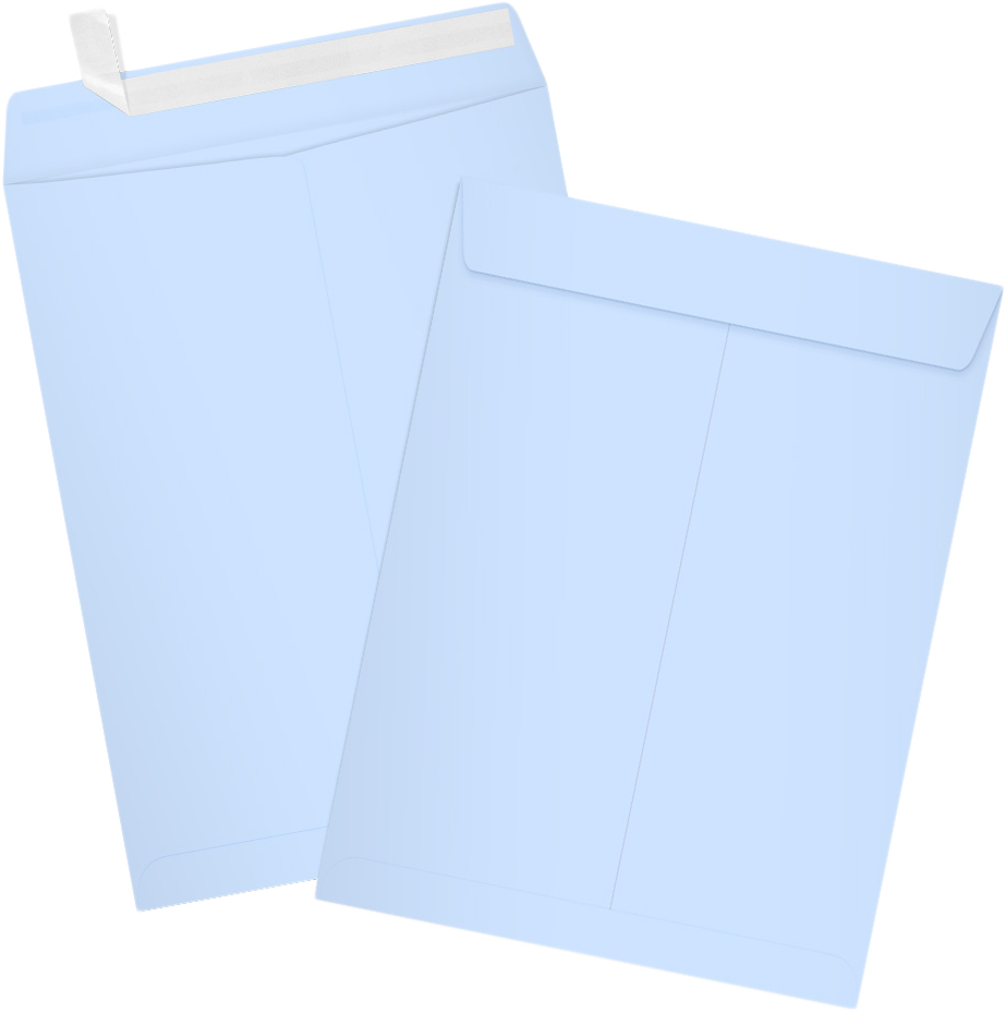 Baby Blue 32lb 9 x 12 Open End Envelopes with Peel & Seal