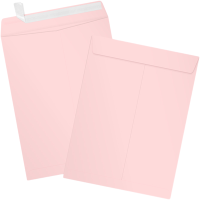 Baby Candy Pink 32lb 9 x 12 Open End Envelopes with Peel & Seal