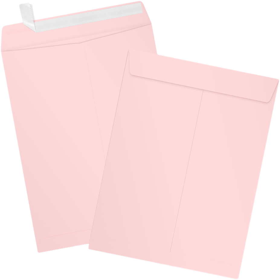 Baby Candy Pink 32lb 9 x 12 Open End Envelopes with Peel & Seal
