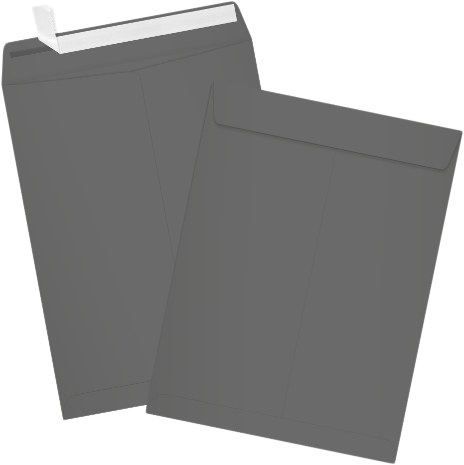 Dark Smoke Gray 32lb 9 x 12 Open End Envelopes with Peel & Seal