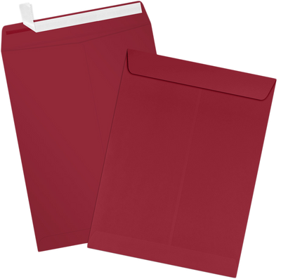 Garnet Dark Red 32lb 9 x 12 Open End Envelopes with Peel & Seal