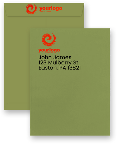 Olive Green 28lb 9 x 12 Open End Envelopes with Peel & Seal