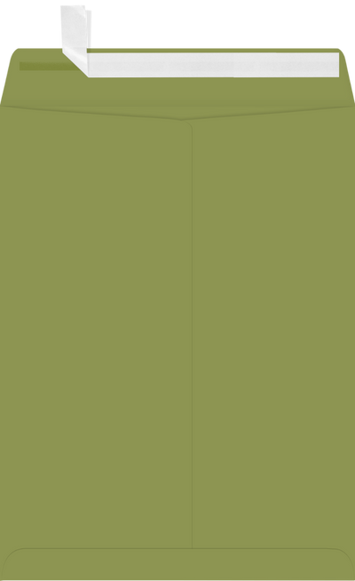 Olive Green 28lb 9 x 12 Open End Envelopes with Peel & Seal
