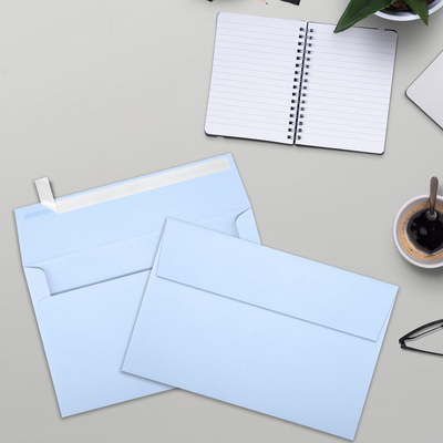 Baby Blue 32lb A9 Invitation Envelopes (5 3/4 x 8 3/4) with Peel & Seal