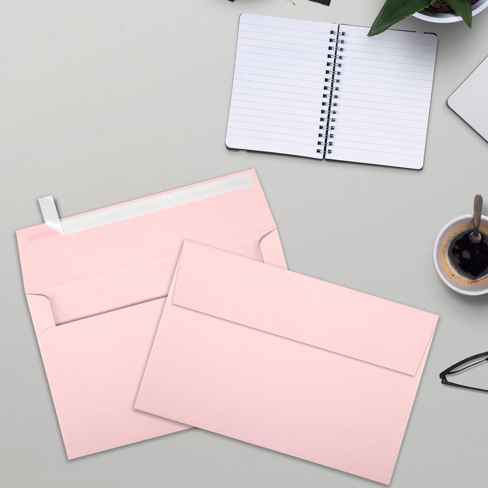 Baby Candy Pink 32lb A9 Invitation Envelopes (5 3/4 x 8 3/4) with Peel & Seal