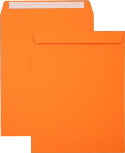 Mandarin Orange 32lb 10 x 13 Open End Envelopes with Peel & Seal