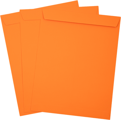 Mandarin Orange 32lb 10 x 13 Open End Envelopes with Peel & Seal
