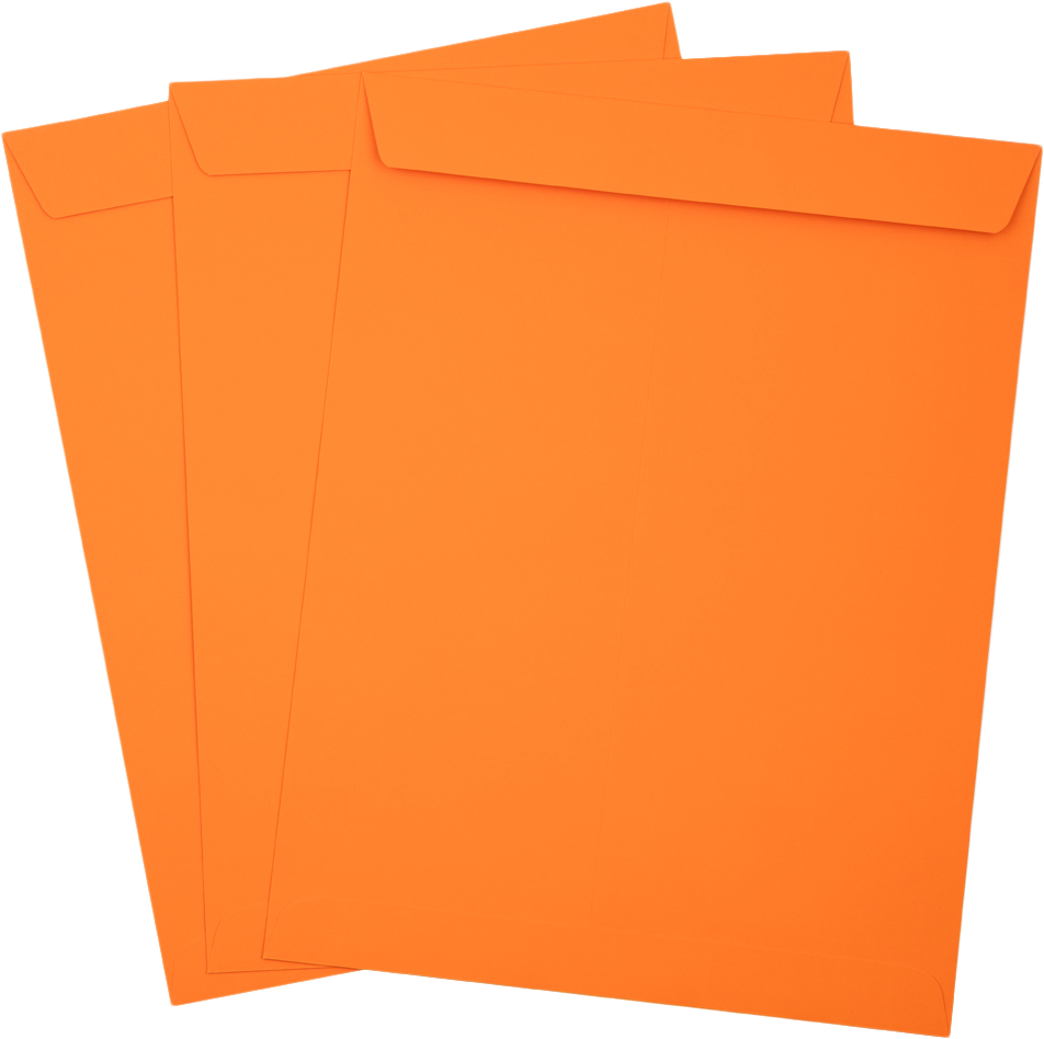 Mandarin Orange 32lb 10 x 13 Open End Envelopes with Peel & Seal