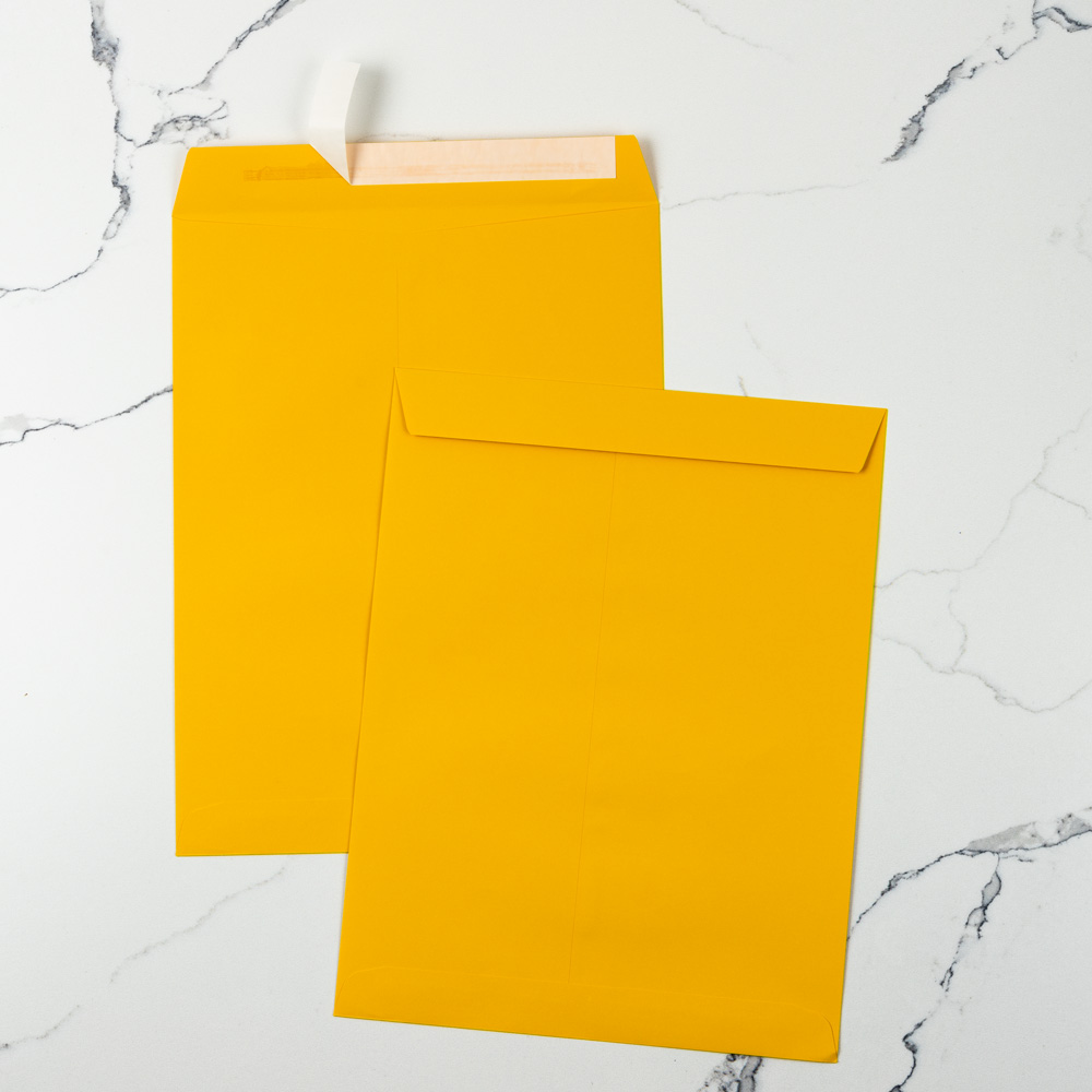 Sunflower Yellow 32lb 10 x 13 Open End Envelopes with Peel & Seal