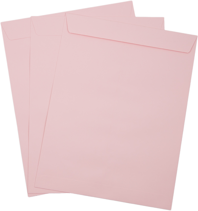 Baby Candy Pink 32lb 10 x 13 Open End Envelopes with Peel & Seal
