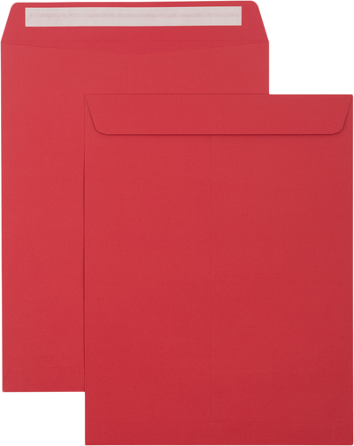 Red 32lb 10 x 13 Open End Envelopes with Peel & Seal