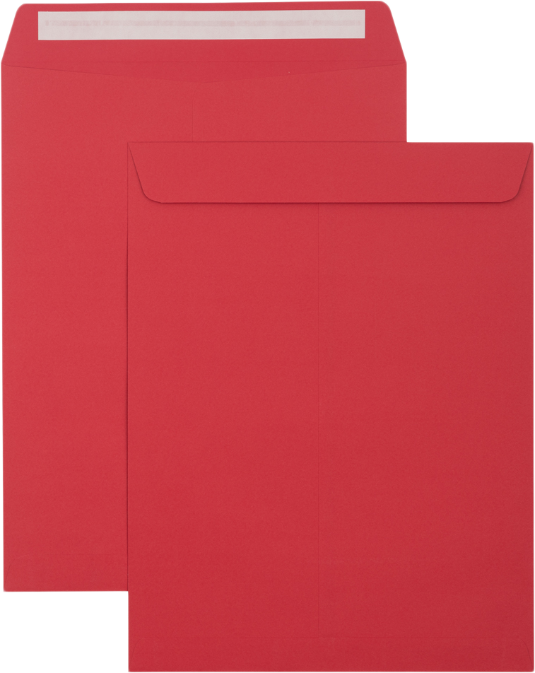 Red 32lb 10 x 13 Open End Envelopes with Peel & Seal